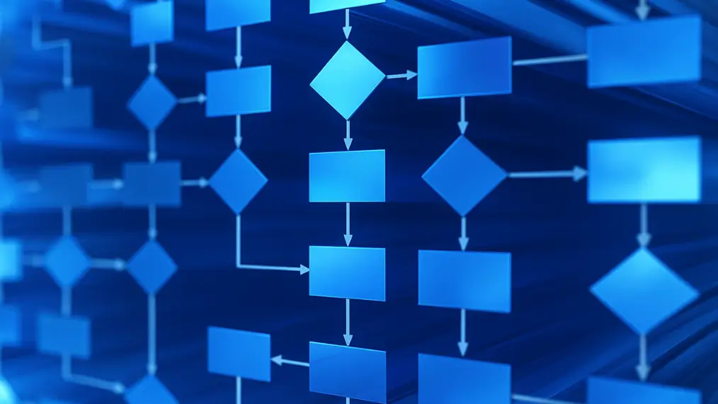 abstract blue flowchart