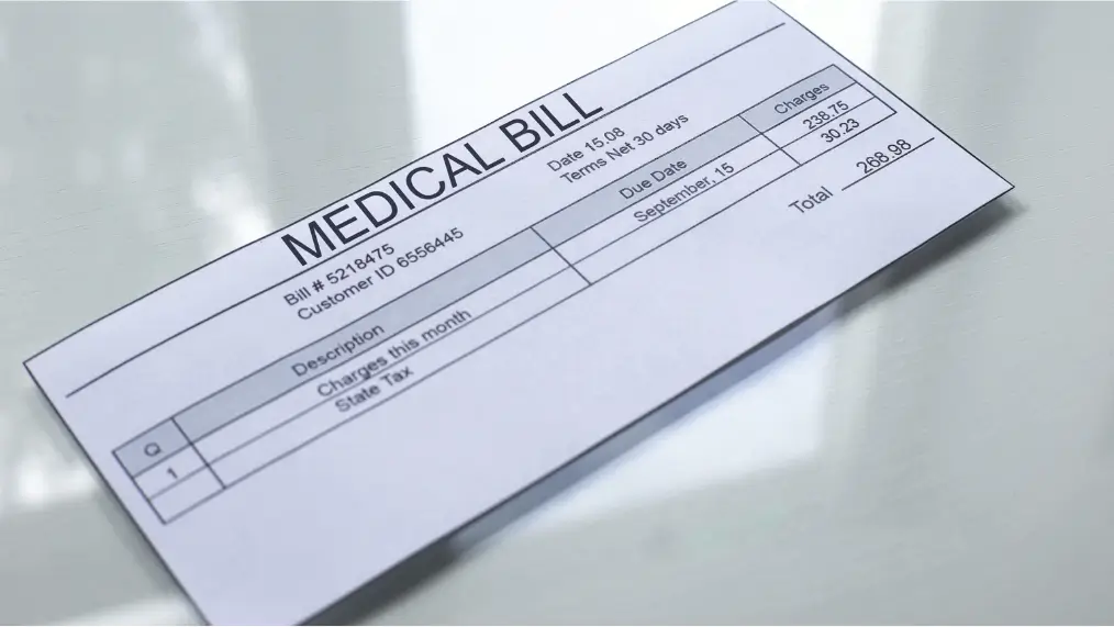 Medical bill showing amount owed