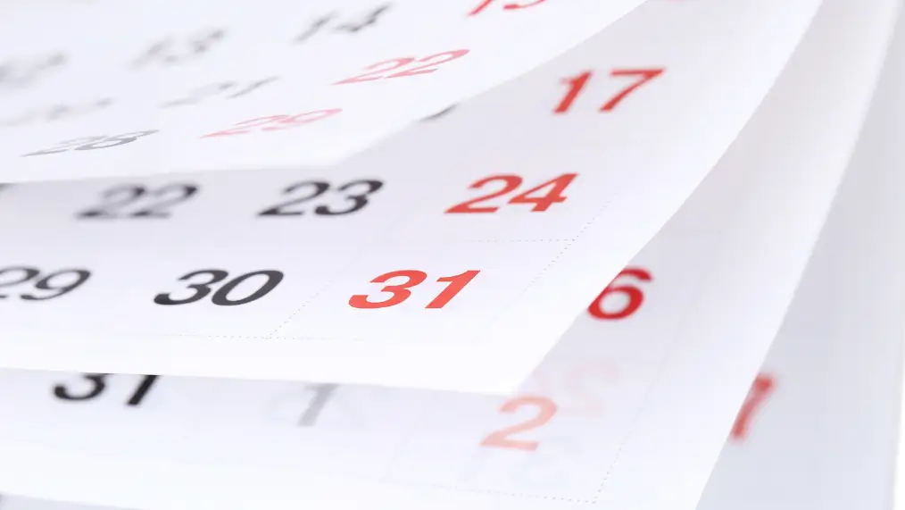 Calendar close up with fluttering pages