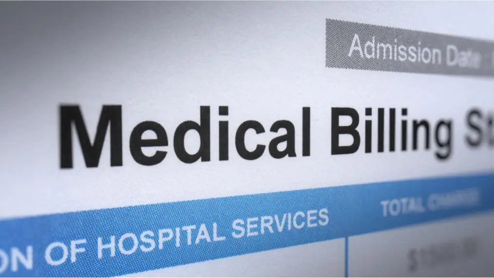 Close up of medical bill on a computer screen